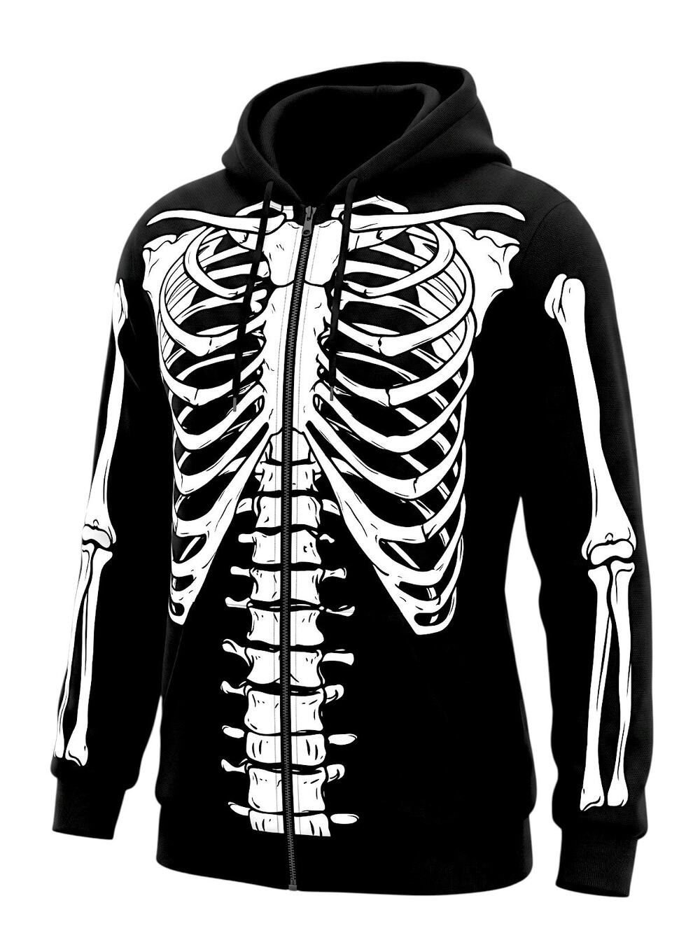 NWT Spirit Skeleton Zip Hoodie Men's Small Black Halloween Goth